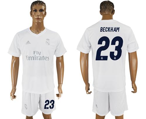 Real Madrid #23 Beckham Marine Environmental Protection Home Soccer Club Jersey - Click Image to Close